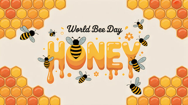 Celebrating world bee day with a vibrant honeybee and honey theme design