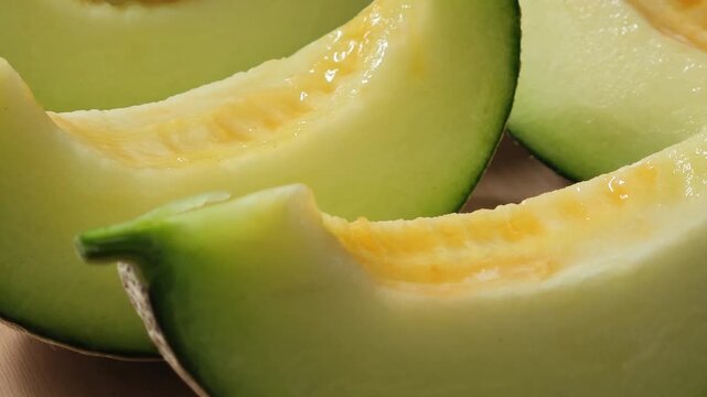 Close-up of a ripe green melon.