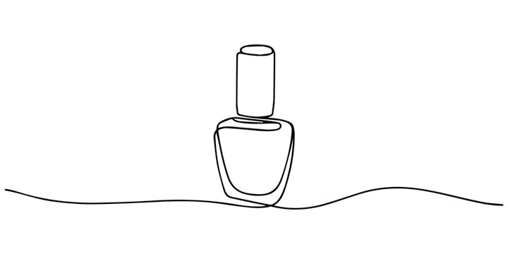 nail polish continuous one line drawing, Nail varnish one line drawing on white isolated background for store, banner and business card. Linear art. Vector illustration,  nail polish vector one line