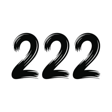 Black brush stroke numbers two number 222 vector illustration isolated on white background