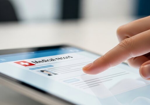 Electronic medical record access on digital tablet by patient finger during clinical visit