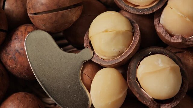 Macadamia nuts in a basket.