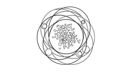 Abstract geometric circular pattern with molecular structure. © BerkahStock