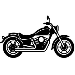 Fototapeta premium American Chopper Motorcycle Silhouette Vector Icon Black Minimal Design 