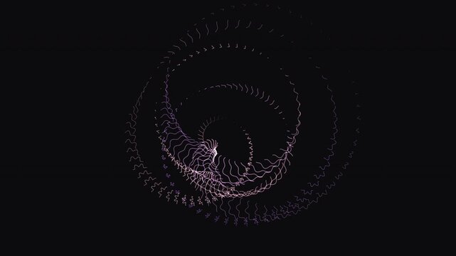 Seamless 4K UHD minimalist orbital harmonograph loop. Mathematical lissajous void breathing in dark amethyst and lotus pink for zen meditation, frequency healing, and ambient somatic backgrounds.
