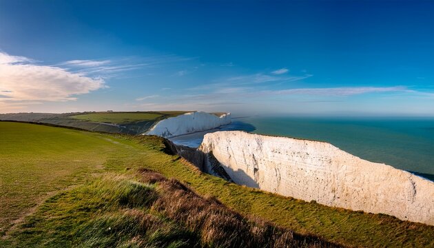 a stunning white chalk headland overlooking the english channel beachy head cliffs coastline eastbourne