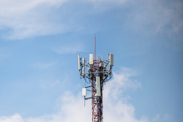 Global 5G network infrastructure: high-speed wireless communication tower.