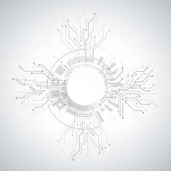 Obraz premium Circuit Board Network: A futuristic digital abstract of interconnected circuits and data pathways, a visual representation of technology, connectivity, and the digital age.