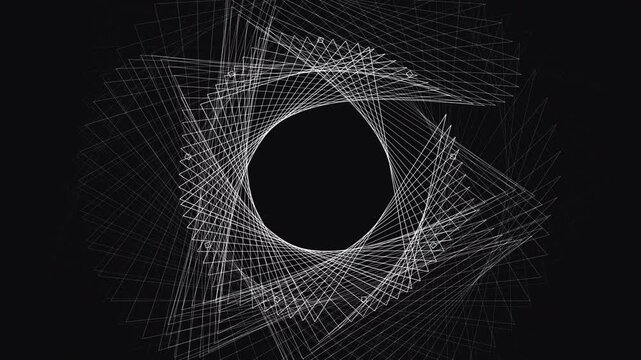 Breathtaking silver quantum enneagram constructed from nine primary vertices and hollow geometric outlines performing infinite nested rotation over a deep obsidian void for 4k seamless loop background