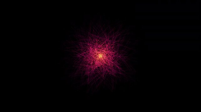 Hypnotic 4K UHD seamless loop of a glowing sunset orange and magenta hollow icosahedron matrix imploding in a pitch-black abyssal void. Perfect minimalist sacred geometry background for meditation.