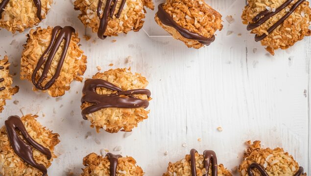 Coconut cookies on a plain white backdrop