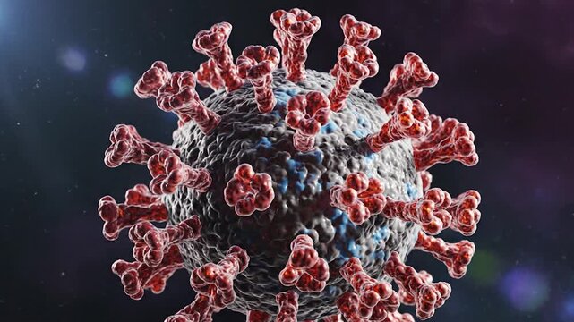Detailed microscopic view of a dangerous viral pathogen causing global health