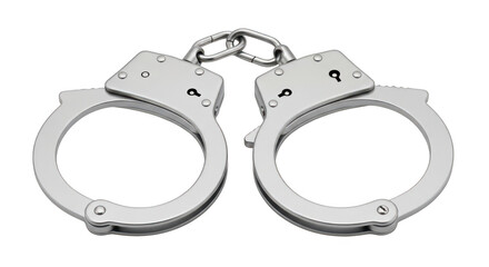 Metal handcuffs isolated on transparent background