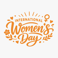 Fototapeta premium Vibrant hand-drawn International Women Day lettering with decorative elements