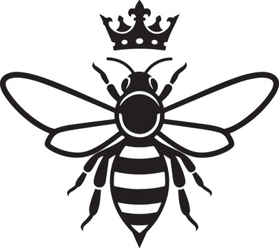 bee queen with crown vector illustration