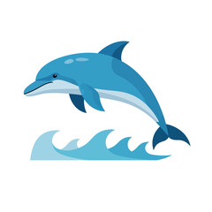 Fototapeta premium Jumping Dolphin Over Waves, Ocean Wildlife, Marine Mammal, Aquatic Life, Blue Water