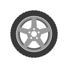 Fototapeta premium Close Up of Car Tire and Alloy Wheel on Black Background
