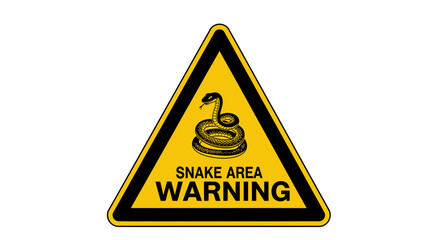 Obraz premium Warning sign indicating snake area caution with triangular yellow sign and black border