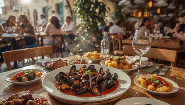 Malaga eatery offering Spanish tapas. Chili mussels