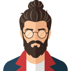 Fototapeta premium Bearded Hipster Man Male Character Illustration