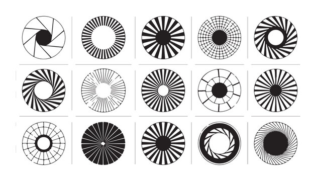 Aperture and shutter circular iris shapes for camera lens diaphragm control in photography settings