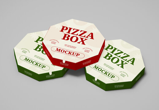 Hexagonal Pizza Box Mockup