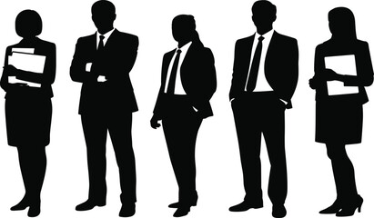 Business people group silhouette standing together in suits, professional corporate team, and successful office leadership workers