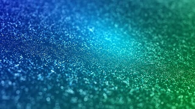 Dynamic blue and green particles form an abstract digital technology background.