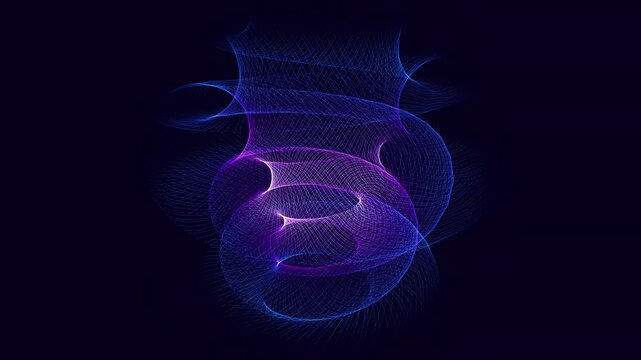 4K UHD seamless loop of an ascending Torus Knot representing the Ajna third eye chakra. Infinite fractal depth using Fibonacci phyllotaxis for meditation, yoga projection, and ambient backgrounds.