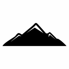 Stylized black mountain range peak silhouette against a stark white background