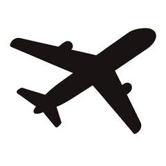 Obraz premium Isolated Black Airplane Icon Silhouette Against a Clean White Background