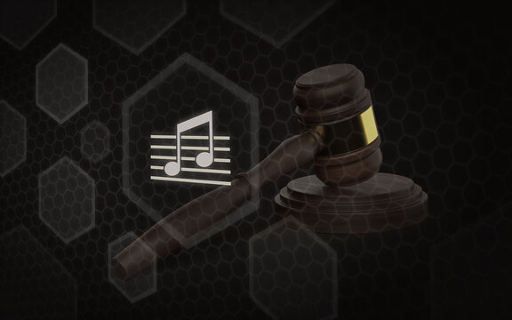 Urheberrecht Recht und Gesetz Musik GEMA Lizenzrecht Richterhammer Notenschl&uuml;ssel