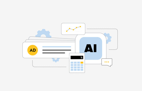 AI advertising analytics, artificial intelligence platform optimizing campaign performance with marketing dashboard, Programmatic Ads KPI tracking and budget calculation for ai-automated ad management
