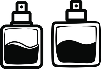 Obraz premium Two bottles with different colored liquids next to each other isolated on white background, Vector, illustration