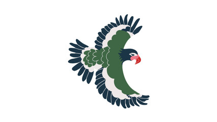 Obraz premium Green Parrot or Tropical Bird Flying Illustration