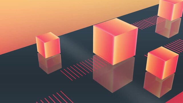 3d rendered abstract geometric composition with reflective cubes and vibrant color gradients