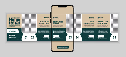 Modern Home for Sale Real Estate Social Media microblog carousel post Design Template	