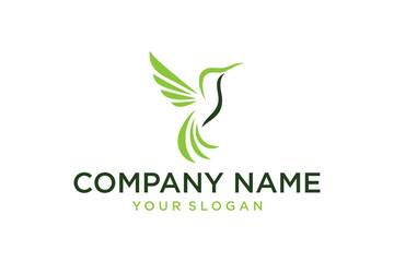 Green Hummingbird Logo Design Minimalist Vector Icon for Company Branding