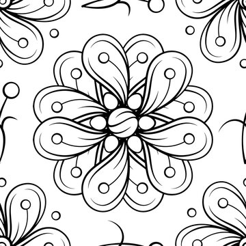 Seamless abstract mandala pattern. Dense floral ornaments repeating texture