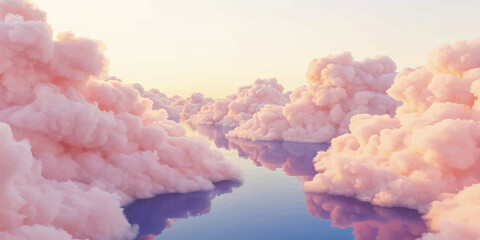 Bright white clouds drift across a blue nature sky as the sun creates a light atmosphere over the cloudy environment during a bright winter day © Hena Akter