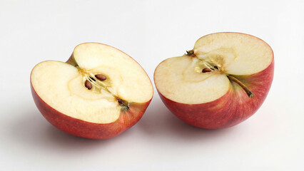 sliced red apple isolated on white