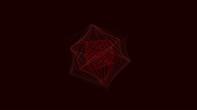 4K seamless loop background of a 3D Root Chakra Muladhara Hexahedron performing a healing breathing motion with organic vertex displacement, perfect for grounding meditation, yoga, and sound baths.