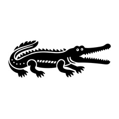 Obraz premium gharial silhouette icon illustration for reptile wildlife river predator and nature design