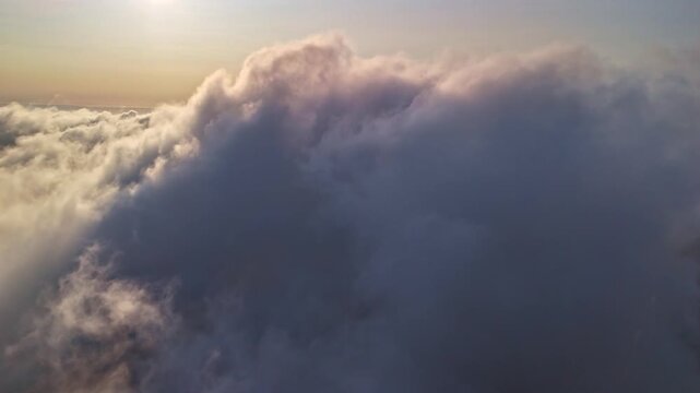 POV of an airplane flying above the clouds, Floating clouds, pilot perspective