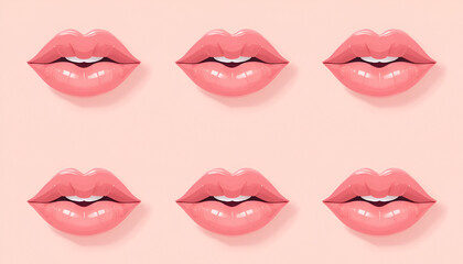 Obraz premium Collection of Female Lip Shapes Beauty Makeup Illustration Set