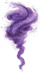 Fototapeta premium Abstract Swirling Purple Smoke with Glitter Particles on White Background