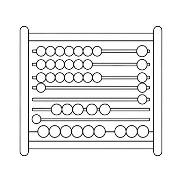 Monochrome Abacus: Traditional Math Counting Tool and Children's Learning Aid in Stylized Illustration for Visual Education
