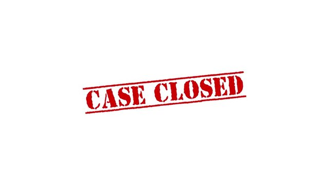 Textured Case Closed text animation. case closed Rubber Stamp motion. impression slide down rubber seal 4k video.