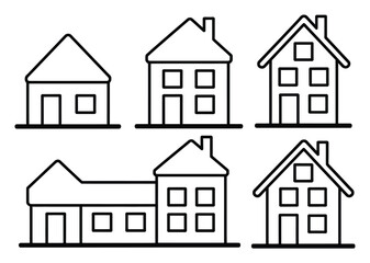 House Icons Simple Line Vector Illustration