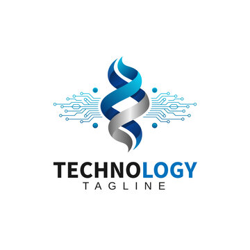 Creative technology logo design with futuristic symbol and high-tech icon for business identity

